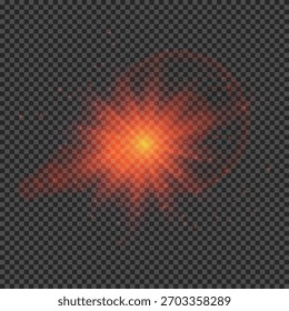 Light effect of lens flares. Red glowing lights starburst effects with sparkles on a transparent background. Vector illustration