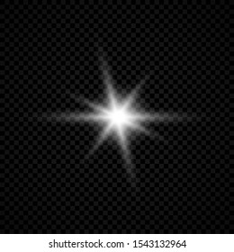 Light effect of lens flares. White glowing lights starburst effects with sparkles on a transparent background. Vector illustration