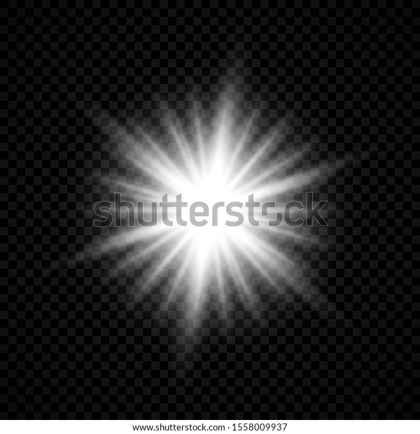 レンズフレアのライト効果 透明な背景に白い輝く光とキラキラ輝くエフェクト ベクターイラスト のベクター画像素材 ロイヤリティフリー