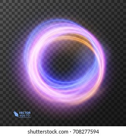 Light Effect Line Gold Vector Circle. Glowing Light Fire Ring Trace. Glitter Magic Sparkle Swirl Trail Effect On Transparent Background.