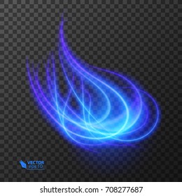 Light effect line gold vector circle. Glowing light fire ring trace. Glitter magic sparkle swirl trail effect on transparent background.