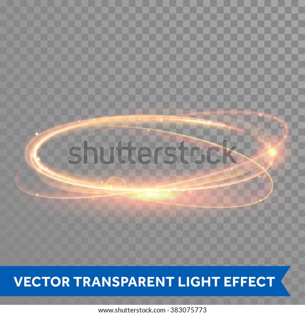 光效线黄金矢量圆 发光光火环痕迹 闪闪发光的魔法闪耀在透明背景上