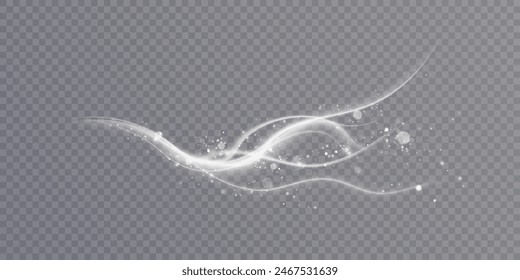 Light effect of lines with many shiny highlights, bokeh effect shining on transparent background for Christmas and New Year design. And illustrations. Vector	
