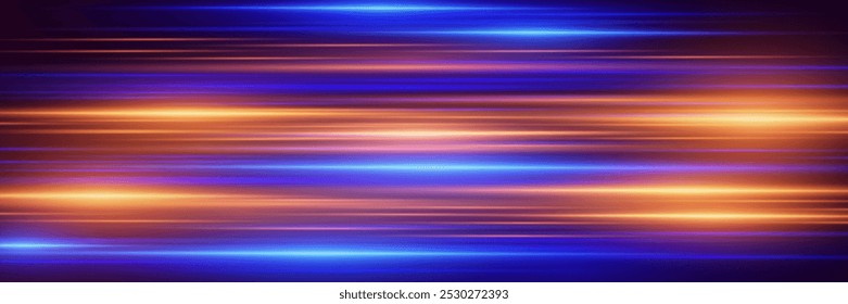 Light effect of lines. Special effect of horizontal movement and speed.