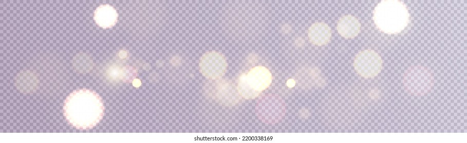Light effect with lots of glittery glare particles shining on a transparent background.