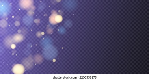 Lichteffekt mit vielen glänzenden, glatten Teilchen, die auf transparentem Hintergrund leuchten.