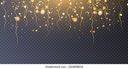 Lichteffekt mit vielen glänzenden, glatten Teilchen, die auf transparentem Hintergrund leuchten.	
