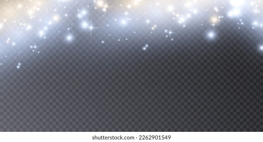 Light effect with lots of glittery highlights shining on transparent background for christmas new year design.
Bokeh light lights effect background from glowing dust glowing bokeh confetti and sparkle