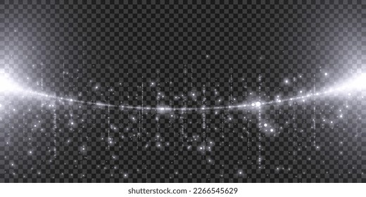Efecto luminoso con muchos resúmenes brillantes brillando en un fondo transparente para el diseño navideño del año nuevo. Luces de bokek producen el fondo del fondo de un polvo brillante que reluce el confetti y el brillo