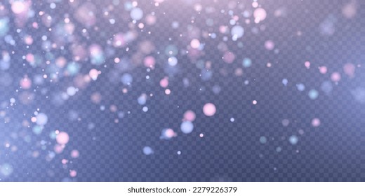 Light effect with lots of glittery highlights shining on transparent background for christmas new year design. Shiny bokeh dust particles fall off slightly. Fantastic shimmery effect.	
