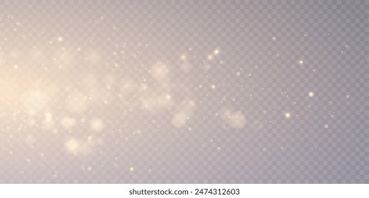 Light effect with lots of glittery highlights, bokeh effect shining on transparent background for christmas new year design. And illustrations. Vector	
