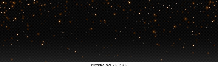 Efecto luminoso con muchas partículas brillantes que caen de arriba a abajo sobre un fondo oscuro. Vector