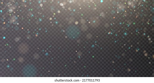 Light effect with lots of shiny highlights shining on a transparent background. vector png