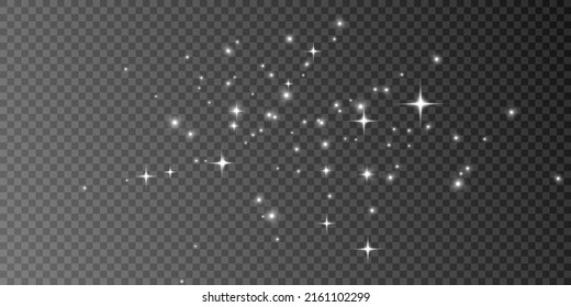 Light effect with lots of shiny shimmering particles isolated on transparent background. Vector star cloud with dust.