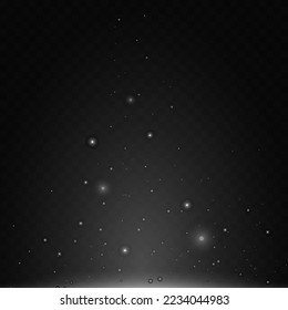 Light effect with lots of shiny shimmering particles isolated on transparent background. Vector star cloud with dust for Christmas decorations and invitations.