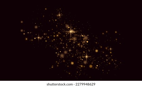 Light effect with lots of shiny shimmering particles isolated on transparent background. Vector star cloud with dust for New Year for greeting illustrations.