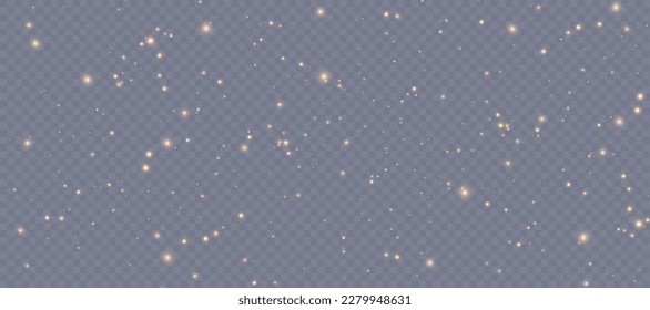 Efecto luminoso con muchas partículas brillantes aisladas sobre un fondo transparente. Nube de estrellas vectoras con polvo para Año Nuevo para ilustraciones de bienvenida.