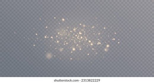 Light effect with lots of shiny shimmering particles isolated on transparent background. Vector star cloud with dust.	