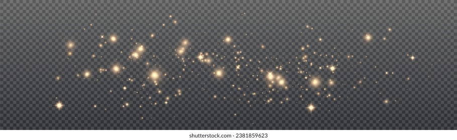 Light effect with lots of shiny shimmering particles isolated on transparent background. Vector star cloud with dust.