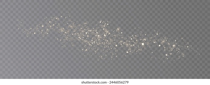 Light effect with lots of shiny shimmering particles isolated on transparent background. Vector star cloud with dust.	
