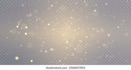 Light effect with lots of shiny shimmering particles isolated on transparent background. Vector star cloud with dust.	