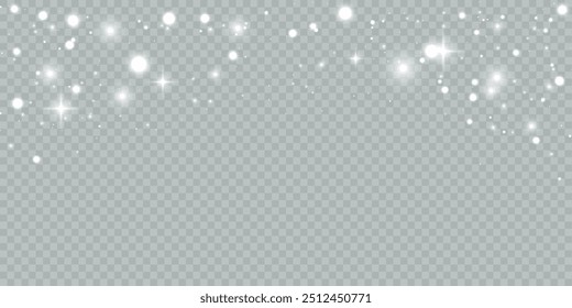 Light effect with lots of shiny shimmering particles isolated on transparent background. Vector star cloud with dust.	
