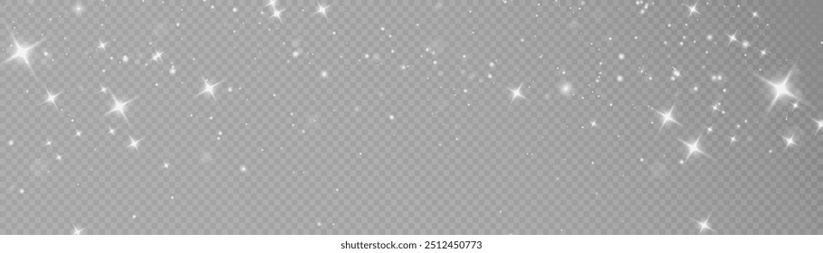 Light effect with lots of shiny shimmering particles isolated on transparent background. Vector star cloud with dust.	
