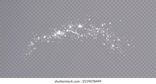 Efeito de luz com muitas partículas brilhantes cintilantes isoladas no fundo transparente. Nuvem de estrela vetorial com poeira.	
