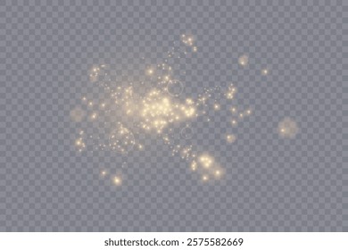 Light effect with lots of shiny shimmering particles isolated on transparent background. Vector star cloud with dust.