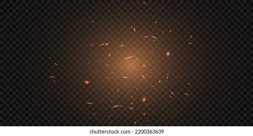 Lichteffekt mit vielen glänzenden, glänzenden Glaspartikeln einzeln auf dunklem Hintergrund.	
