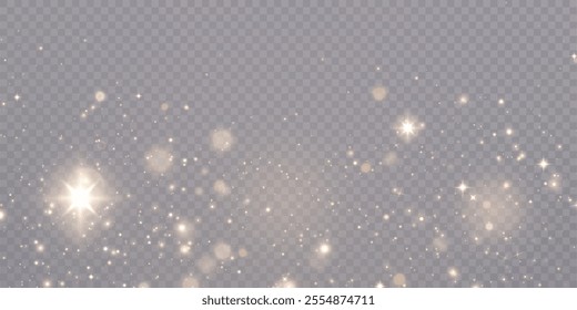 Light effect with lots of sparkling highlights and glitter on transparent background. Colorful bokeh and shiny background.	
