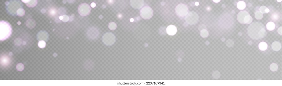 Light effect with many shimmering highlights on a transparent background. Abstract bokeh lights.