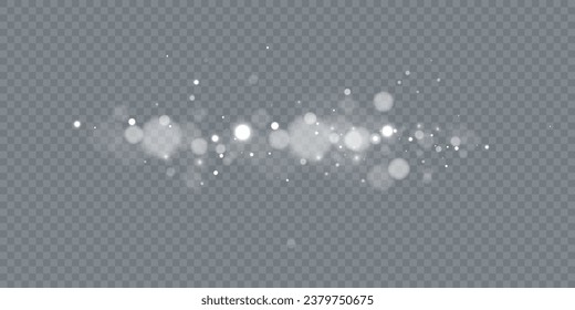 Efecto ligero con muchas brillantes bombillas de luz sobre un fondo transparente para el diseño de Año Nuevo de Navidad.