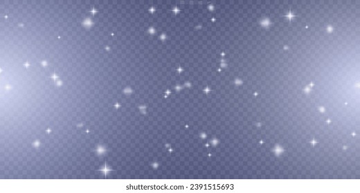 Light effect with many shiny glares of light on a transparent background for Christmas New Year design.	
