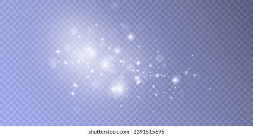 Light effect with many shiny glares of light on a transparent background for Christmas New Year design.	
