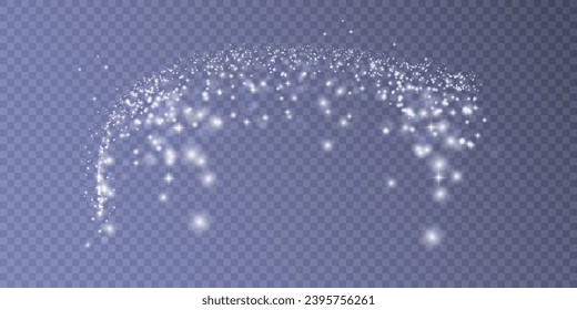 Light effect with many shiny glares of light on a transparent background for Christmas New Year design.