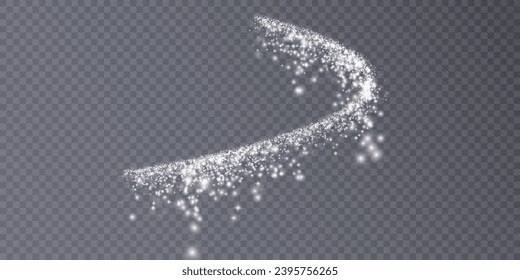 Light effect with many shiny glares of light on a transparent background for Christmas New Year design.