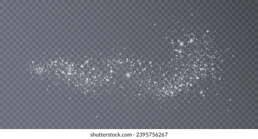 Light effect with many shiny glares of light on a transparent background for Christmas New Year design.