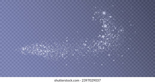Light effect with many shiny glares of light on a transparent background for Christmas New Year design.