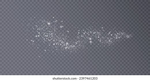 Light effect with many shiny glares of light on a transparent background for Christmas New Year design.