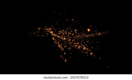 Light effect with many shiny shimmering particles isolated on black background. Vector star cloud with dust.