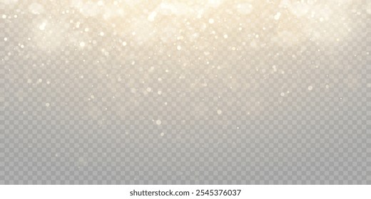 Efecto de luz con muchas partículas brillantes aisladas sobre fondo transparente. Vector de nubes de estrellas con polvo.	