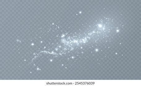 Light effect with many shiny shimmering particles isolated on transparent background. Star cloud vector with dust.	