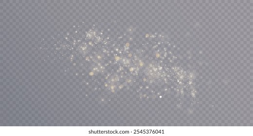 Light effect with many shiny shimmering particles isolated on transparent background. Star cloud vector with dust.	