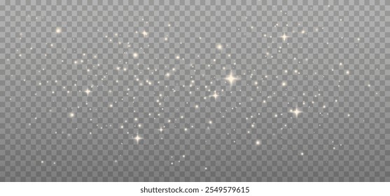 Light effect with many shiny twinkling stars isolated on a transparent background. Vector of bright shimmering stars 