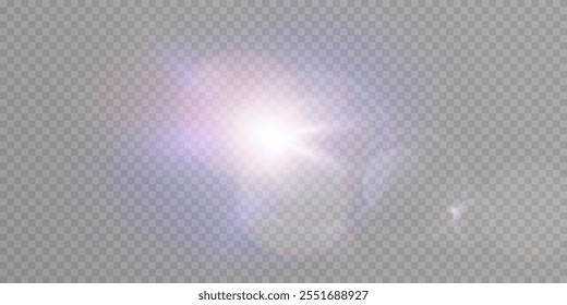 Light effect with many sparkling rainbow highlights on transparent background. Colorful bokeh and shiny background.