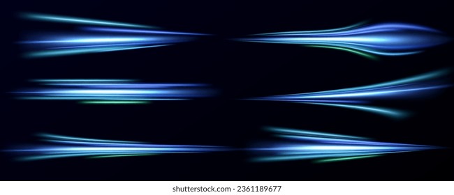 
Light effect of neon lines movement.Horizontal lines. Speed ​​effect on a transparent background.lines of light, speed and movement.