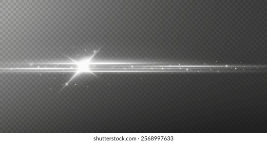 Light effect of neon lines movement.Horizontal lines. Speed ​​effect on a transparent background.lines of light, speed and movement.	