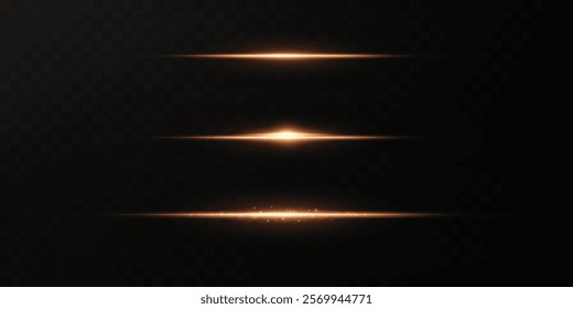 Light effect of neon lines movement.Horizontal lines. Speed ​​effect on a transparent background.lines of light, speed and movement.	