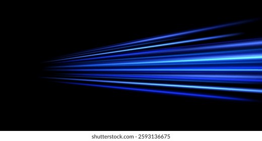 
Light effect of neon lines movement.Horizontal lines. Speed ​​effect on a transparent background.lines of light, speed and movement.